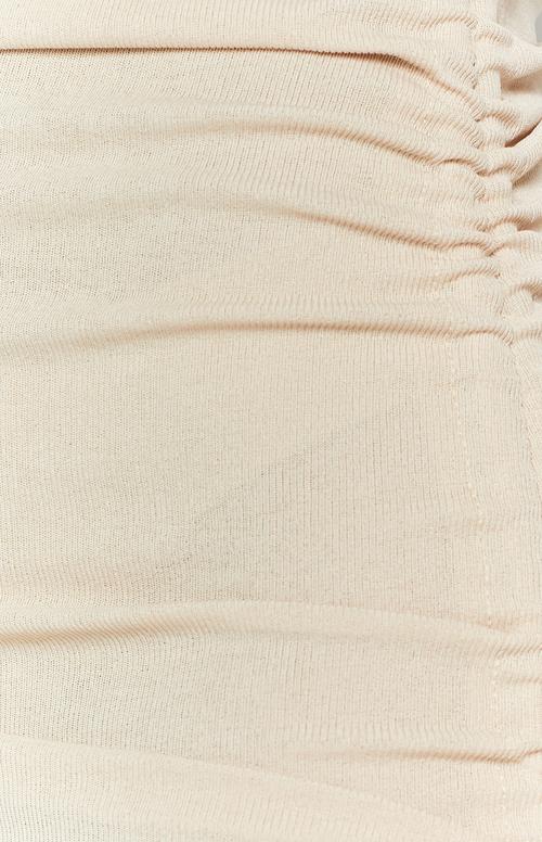 Ashley Sleeveless Drawstring Ruched Dress Beige