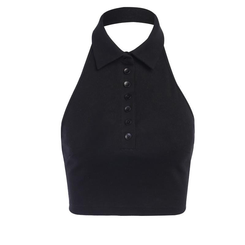 Lena Collar Top Black