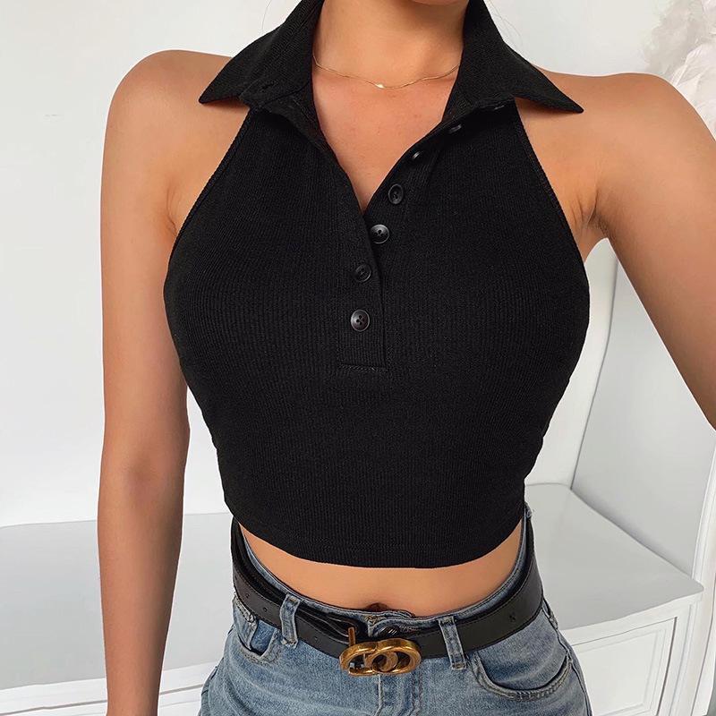 Lena Collar Top Black