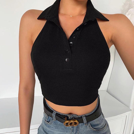 Lena Collar Top Black