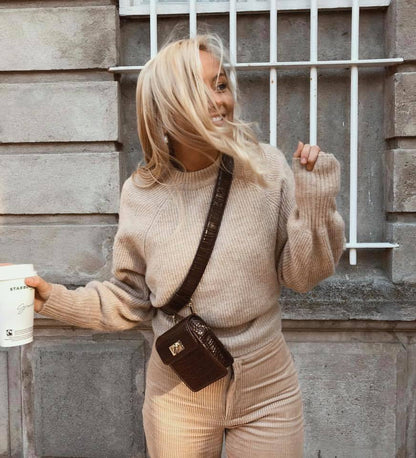 THE SOFIA BELT BAG - BROWN CROC