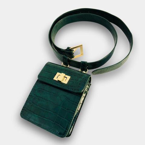 THE SOFIA BELT BAG - GREEN CROC