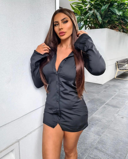 Gina Black Button Dress