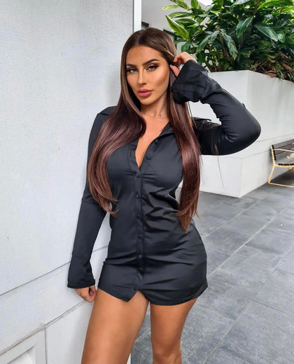 Gina Black Button Dress