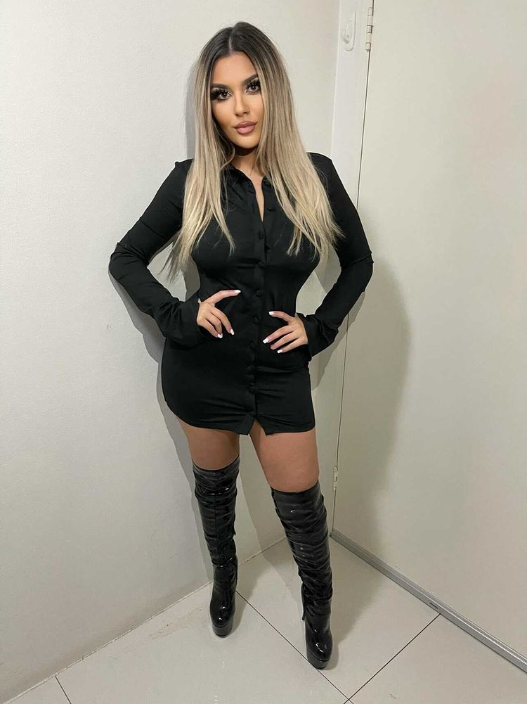 Gina Black Button Dress